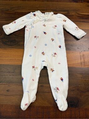 Ralph Lauren Baby 6M Footed Coverall Winter Ice Skating Bear Snowman Ruffle